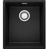 PRIMAGRAN Lavello da Cucina Nero 41x47cm, Lavandino in Granito a 1 vasca + Sifone Classico, Lavabo da Cucina Incasso al Mobile 45cm - London Slim S117