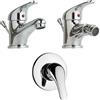 Kiamami Valentina - Rubinetti da Bagno per Lavabo, Bidet e Doccia | Set Miscelatori con Finitura Cromata | Cartuccia in Ceramica 35 mm | Flessibile 37 cm