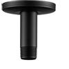 HEIBTENY Supporto Doccia Nero con Flangia, Montaggio a Soffitto, Estensione Soffione Doccia 10-30 cm, Acciaio Inossidabile, Finitura Nera Opaca, Connettori G1/2, Include Flangia (10 cm)