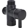 LJCM Valvola Deviatore Doccia a 3 Vie, Valvola Deviatore Doccia in Rame 1 in 2 Uscite per Bagno (BLACK)