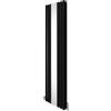Monster Shop Radiatore a Colonna Ovale & Specchio Integrato 1800 x 500 mm & Kit Rubinetto Termostatico, Acciaio al Carbonio Nero Opaco, Cucina Soggiorno Bagno [Spazzola, Attacchi a Parete e Supporti Inclusi]