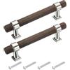 QUARKZMAN 2Pz Maniglie per Cassetti Regolabili in Legno a Forma di T 96mm/3,8 Distanza tra i Fori Pomelli Comò Maniglie per Mobili a Doppio Foro con Viti per Casa Cucina Camera Argento/Nero