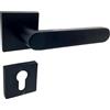 domino DENVER-QR SLIM BLACK - Set di cilindri profilati, rosetta quadrata, maniglia per porta della camera, porta dell'ufficio, della cantina e della porta interna, accessori per porte in alluminio,