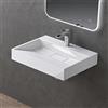 doporro Lavabo Bagno Rettangolare 50 cm, Lavandino Bagno da Appoggio o Sospeso in Minerale Fuso Bianco Lucido, Foro Rubinetto, Scarico Incluso Colossum19