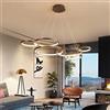 COCOL Moderna Lampada A Sospensione A LED Rotonda 6 Anelli Dimmerabile Con Illuminazione Telecomandata Lampadario Lampada Da Soffitto in Alluminio Acrilico Camera Letto Luce Soggiorno L120cm Marrone