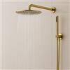 Ogomondo Kit Doccia Circolare Round-2 Soffione 250 mm in Acciaio Inox, Doccino con Presa Acqua, Finitura Oro (Oro Lucido)