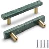 PILYON Maniglie Per Mobili Moderni 2 Pezzi Marmo Ottone Maniglia Quadrata Cristallo Nero Armadio Porta Armadio Cassetto Pomello Porta Armadio Verde 130mm