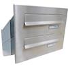 Letterbox24 D-041 Cassetta postale 2 posti passante a muro in acciaio inox con targhetta portanome (profondità: 23-38 cm) - LETTERBOX24.de