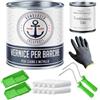 Hamburger Lack-Profi Vernice lucida per barche per legno e metallo, colore bianco RAL 9010, colore bianco, yacht vernice per barche con set di verniciatura (X300) e diluizione (1 litro), Hamburger Lack-Profi (2,5 l)