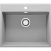 PRIMAGRAN Lavello da Cucina Grigio 58x50cm, Lavandino in Granito a 1 vasca + Sifone Classico, Lavabo da Cucina Incasso al Mobile 60cm - Riga S309