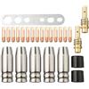 Yuanpgky Kit di 25 accessori per saldatura per saldatrice a gas MB-15 15AK MIG con punte da 0,9 mm, ugelli a gas, diffusori e isolanti, materiale in rame