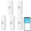 RANRAO Sensore di vibrazione WiFi, mini rilevatore wireless di rottura del vetro per allarme e automazione domestica intelligente, nessun hub richiesto, compatibile con Tuya/per Smart Life APP (5 pezzi)