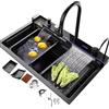 SZKTHD Lavello In Acciaio Inossidabile Lavello Da Cucina Nero Rubinetto Multifunzione Con Cascata Lavello Grande A Vasca Singola Accessori Completi