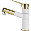 XJTNLB nero, rubinetto miscelatore acqua calda, rubinetto bagno con doccetta estraibile, miscelatore lavabo bagno, rubinetti bagno lavabo, estraibile, rubinetto bagno lavabo, bianco+ oro_