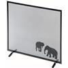 Bonussi Parascintille per Camino 60x50 cm Decorazione Elefante in Ferro Verniciato Grigio Martellato