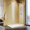 SUNXURY Walk In - Divisione doccia 140 x 200 cm, con asta di stabilizzazione, 140 cm, telaio nero, in vetro NANO da 10 mm
