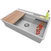PRIMAGRAN Lavello da Cucina Grigio 78x53cm, Lavandino in Granito a 1 vasca + Sifone Classico, Lavabo da Cucina Incasso al Mobile 80cm - Oslo Pocket S339