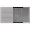 PRIMAGRAN Lavello da Cucina Grigio 90x50cm, Lavandino in Granito a 1 vasca + Set di accessori, Lavabo da Cucina Incasso al Mobile 60cm - Copenhagen Top S696