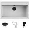 QUARECO Lavello Quareco incasso 1 vasca 86×51 Prime 90 Granito Bianco QLP090BI