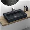 Mai & Mai Lavabo da Appoggio 60x42x10cm, Lavabo Bagno Sospeso Lavandino Bagno Rettangolare Colossum06-600 Lavandino da Minerale Fuso, Antracite opaco