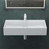Mai & Mai Lavabo da Appoggio 80x40x14cm, Lavabo Bagno Sospeso Lavandino Bagno Colossum6028 da Marmo Fuso, un foro per la Rubinetteria, Bianco opaco