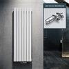 ELEGANTE Termoarredo Design Flat 1600 x 539 mm con Termostato Multiblocco Cromato, Radiatore Piatto Singolo Strato Verticale Attacco Centrale