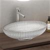 doporro Lavabo da Appoggio in Vetro Temperato Lavandino Bagno Ovale 50,5 x 35 x 14,5 cm Trasparente Lavello Design Artistico con Texture per WC Ospiti Minerva04