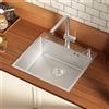 CECIPA 54x49 cm Lavello Cucina in Acciaio Inox con Dispenser Sapone e Foro, Lavandino Cucina 1 Vasca per Mobile da 60cm, Lavelli da Incasso o Banco con Sifone e Scarico