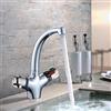 chicstyleme Rubinetto termostatico, rubinetto da appoggio, miscelatore termostatico lavello, Miscelatore termostatico a due manopole,cromato