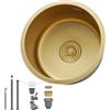 Generico Lavello Da Cucina In Acciaio Inox Con Rubinetto, Vasca Singola Con Scarico E Filtro, Installazione Sottotop O Da Incasso, Finitura Oro Spazzolato, Design Compatto Per Cucina, Bar O Esterni(Gold#2,32x3