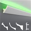 HEXIM Listelli a LED in stucco a risparmio energetico, illuminazione indiretta con modanature da soffitto in PU, leggeri e opachi, 2 m LED 14, modanature decorative da parete