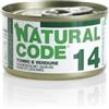 Generico Natural Code Umido Gatto Adult gusto TONNO e VERDURE, Numero 14, alimento completo in SFILACCETTI per gatti adulti di tutte le taglie, altamente digeribile | 12 scatolette da 85 grammi l'una.