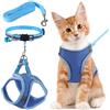 FIHODONE Pettorina Gatto,Guinzaglio per Gatti Regolabile,Pettorina Gatto Antifuga Con Striscia Riflettente,Gatti Accessori Sicuro e Traspirante (M, Blu)