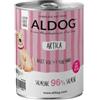 Generico Adult Aldog Umido Cane gusto SALMONE, patè per cani adulti di tutte le taglie e razze, alimento completo per cani adulti| 6 scatolette da 400 grammi l'una.