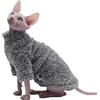 DUOMASUMI Vestiti per gatti senza pelo, calda e spessa, alla moda, con cappuccio, per autunno e inverno, abbigliamento per Sphynx, Devon Rex, Cornish e gatti di piccola taglia (grigio, S)