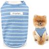 SMALLLEE_LUCKY_STORE Maglietta a righe per cani di taglia extra piccola e piccola, pullover con toppa, gilet traspirante ed elastico, per la primavera e l'estate, per chihuahua, Yorkie, gatti, blu, XS