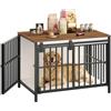 HOOBRO Gabbia per Cani in Stile Mobile con Porta Scorrevole, Cuccia Moderna per Cani Medio-Piccoli, Kennel Cane Medio a 2 Ingressi, per Soggiorno, Bianco e Color Noce EBWH163GW03