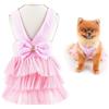 SMALLLEE_LUCKY_STORE Grazioso vestito da principessa a righe per cani di piccola taglia gatto ragazze cucciolo gonna tutù in tulle Yorkie Chihuahua vestiti per feste estive, rosa, S