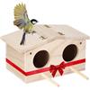 mumisuto Casetta per Uccellini da Esterno in Legno, Nido per Pappagalli Ventilare con Porta a Doppio Foro, Nido per Uccelli ideale per Fringuelli e Pappagallini, 23 x 12,9 x 12,5 cm