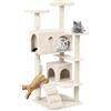 NAIZY Tiragraffi grande per gatti, 49 x 49 x 130 cm, XXL, con colonne in sisal e cavità di gatto, antiscivolo, beige, per più gatti, K1254