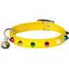 Fupo Collare per gatti a spillo, con campana e cintura di sicurezza, collare in pelle per gattini, con borchie, collo regolabile da 19 cm a 25,4 cm, per gattini, ragazzi e ragazze (giallo)