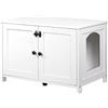 HOOBRO Armadietto per Gatti, Mobiletto Lettiera, Litter Box, con Sportello e Divisore, Spazioso, Struttura Robusta in Legno, Corridoio, Bianco EWT03MW01