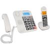 Jectse Telefono con Filo/cordless a 2 Ricevitori per Casa con Lunga Portata, con Segreteria Telefonica, Blocco Chiamate, Composizione con Foto, ID Chiamante Bilingue, Testo (Spina europea)
