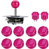 tooloflife Set di joystick controller di gioco, ABS Zero Delay Arcade controller di gioco joystick kit fai da te Raspberry Pi parti (rosa)