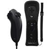 ameego GN-010RN Built-in Motion Plus Wireless Remote and Nunchuck Controller with Silicone Case & Wrist Strap for Nintendo Wii and Wii U (Black)