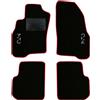 QUEMAR Tappetini Auto compatibili con Alfa Romeo Mito dal 2008 / Kit Tappeti in Moquette e Gomma su Misura (Set 2 Anteriori + 2 Posteriori) / Ricami e Colori Personalizzati (Bordo Rosso, 2 Ricami)