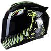 RUTXE Casco integrale per scooter da moto con 3 opzioni di lenti Caschi da moto DOT Casco turistico per uomini & donne Pendolarismo quotidiano (Mostro verde) (A,55~56cm M)