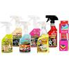 Ma-Fra Kit detergente per Trattamento Auto Interno ed Esterno. 3IN1 PLASTICA-LAST TOUCH-FAST CLEANNER -CERCHI & GOMME -3IN 1 PELLE -KILLER INSETTI, INSIEME 7 PANNI MICROFIBRA MULTIUSO 30x35 cm