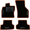 QUEMAR Tappetini Auto compatibili con Seat Leon IV KL anche eTSI dal 2020/ Kit Tappeti Moquette e Gomma su Misura (Set 2 Anter.+ 2 Poster.) / Ricami e Colori Personalizzati (4 Ricami, Bordo Arancio)