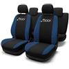 Lupex Shop Copri-sedili Auto Compatibili 500L Nero Blu Set Copri-Sedile Anteriori e Posteriori Logo Ricamato Airbag Compatibile